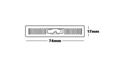 Tageos EOS-430 UHF RFID Tag Sticker, Thermal Transfer, M730, 74mm x 17mm for apparel, electronics, home goods, sporting goods, toys, fishing tackle. Applied to surfaces cardboard packaging, hang tags, glass, wood, plastic.